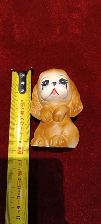 Cocker Spaniel Dog  Figurine,  Big  Eyes Brown White, Mid Century Korea