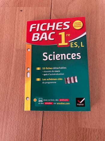 Livre science fiches bac 1 ère ES-L