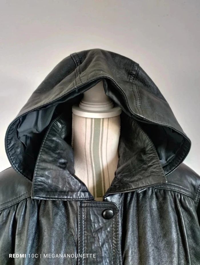 🦋 Joli manteau en cuir avec capuche Taille 40 / L Boutique Parisienne - photo numéro 5