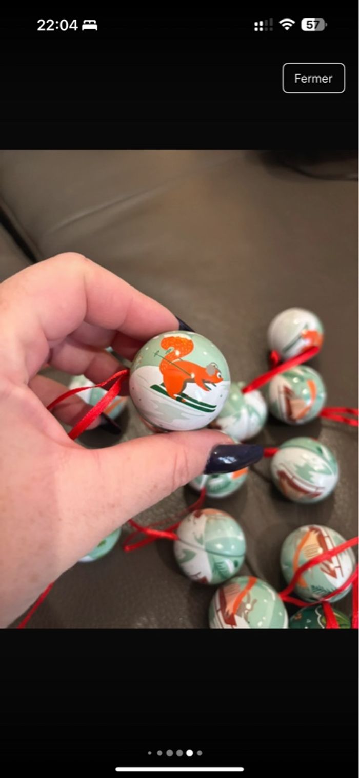 Lot de 13 boules de Noël en métal qui s’ouvrent - photo numéro 3