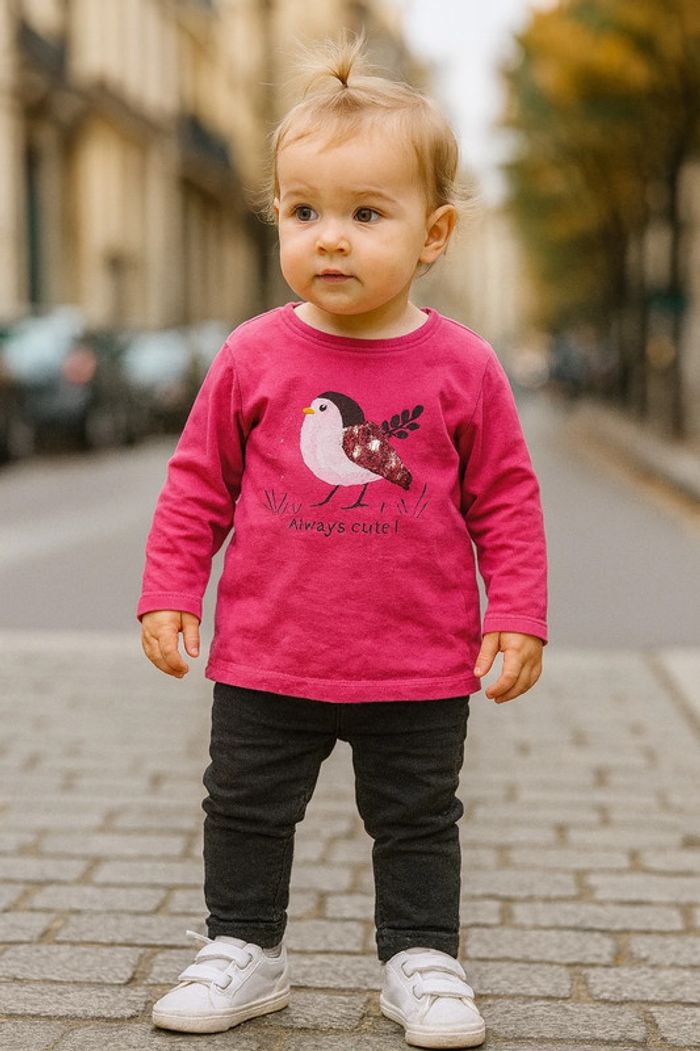 T-shirt rose oiseau Gémo