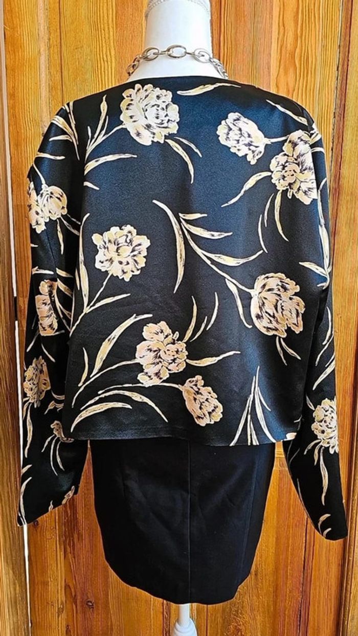 Blazer noir vintage court flower print - photo numéro 5