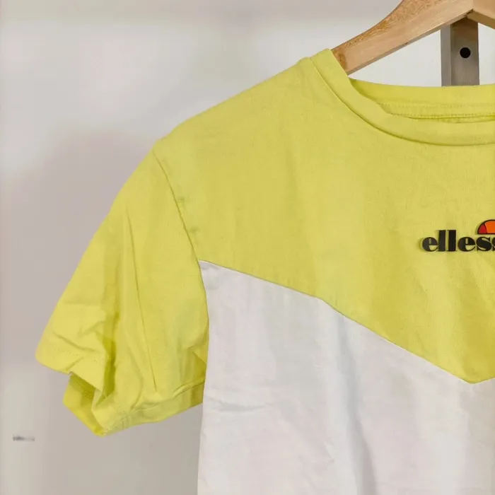 Crop top Ellesse bicolore jaune et blanc - 100% coton été Tshirt femme Femme - Taille S A639 - photo numéro 5