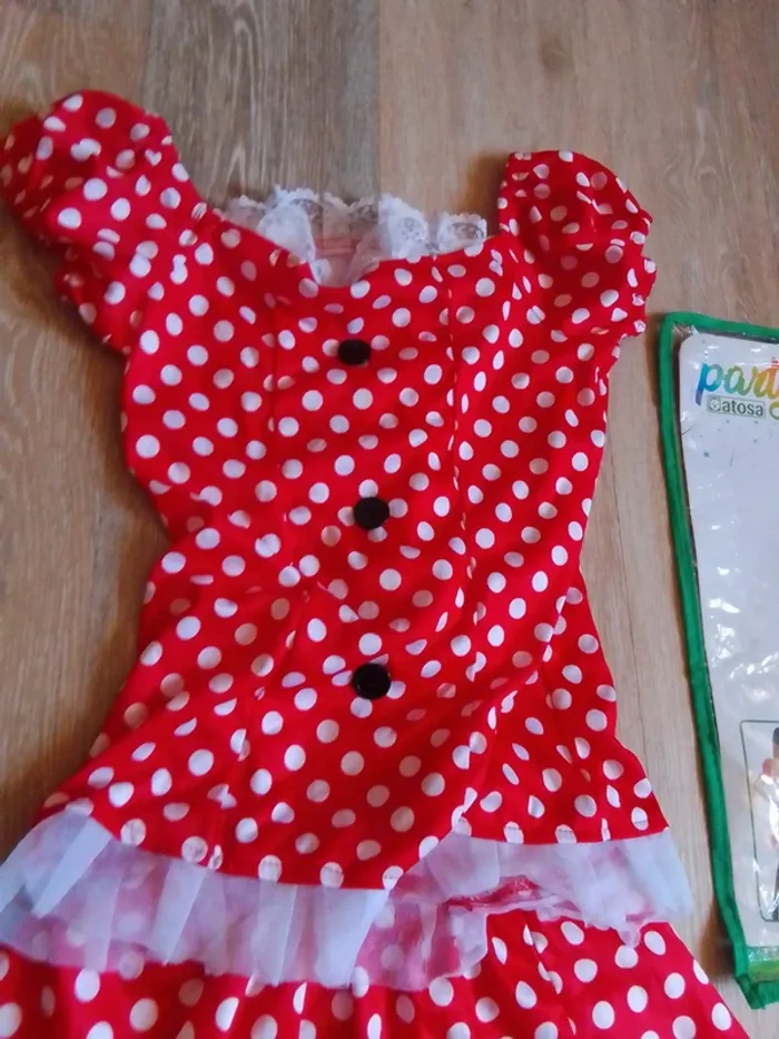 Déguisement fille 7 9 ans souris minnie année folle pois rouge blanc - photo numéro 5