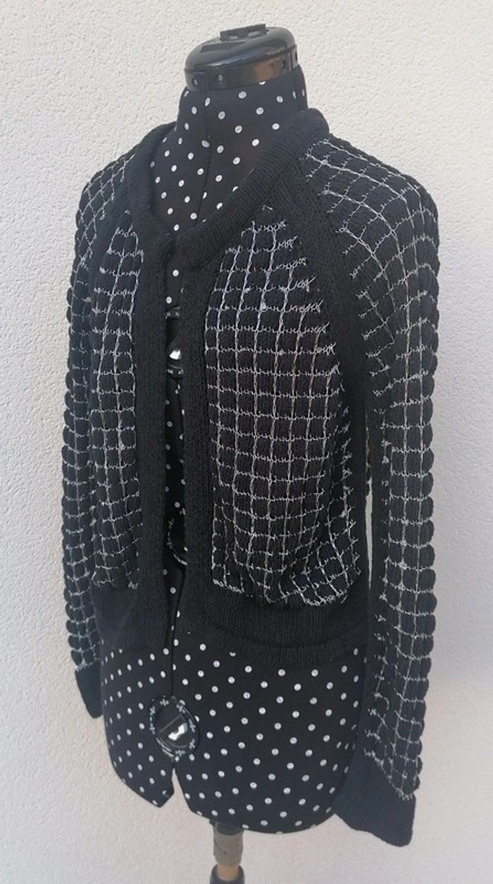 Veste / cardigan noir argenté ajouré Taille M Cop Copine - photo numéro 7