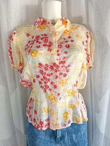 Jean Paul Gaultier | chemisier fleuri | t. S