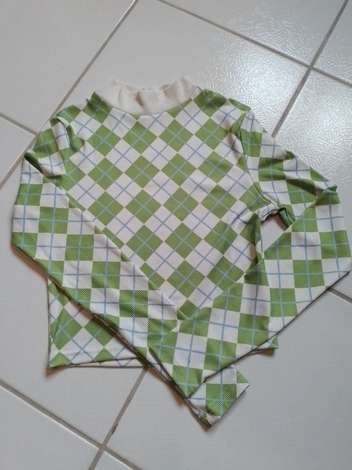 Pull fin femme croq top vert et blanc Shein - photo numéro 6