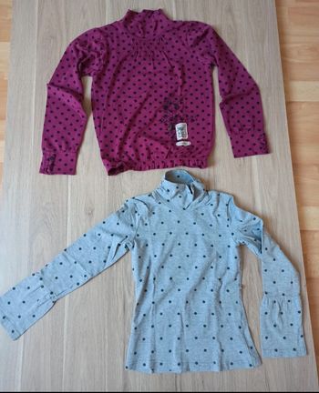 2 col roulé à pois un fushia violet marèse /un gris Lisa rose 10 ans