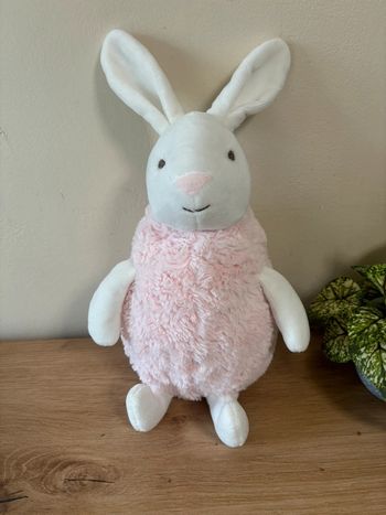 Doudou peluche lapin rose blanc atmosphera