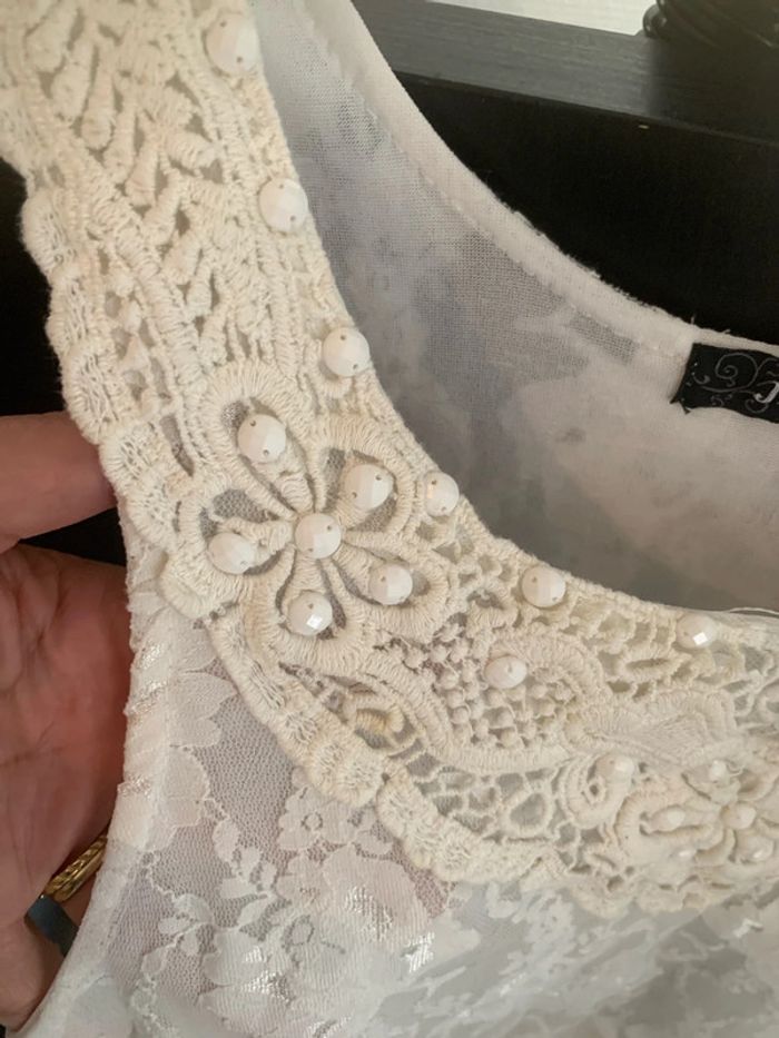 Haut dentelle crochet blanc neuf - photo numéro 4