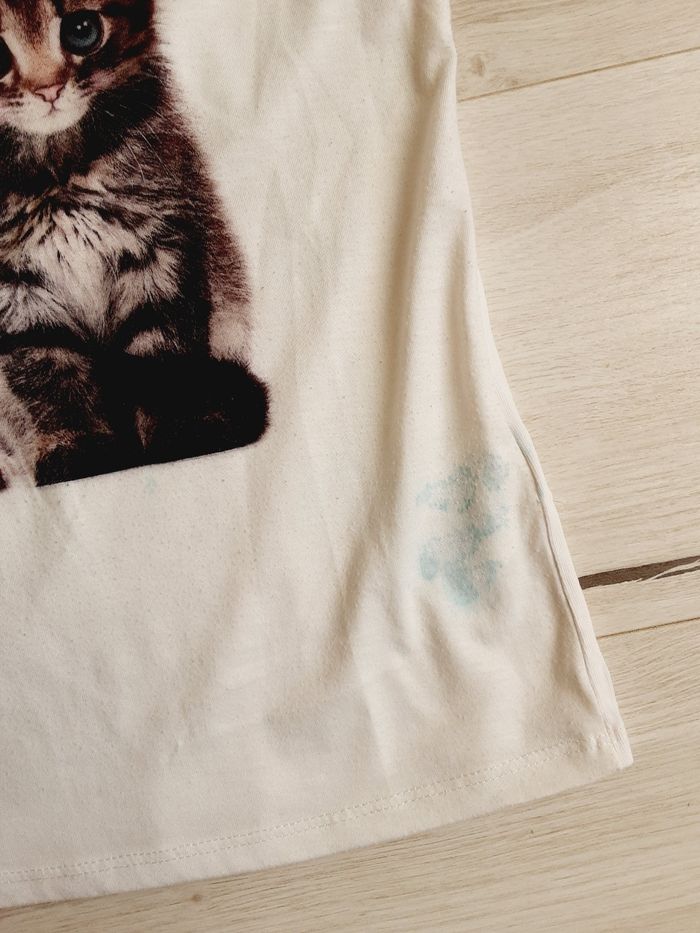 Vêtement fille tee-shirt manches courtes motifs chatons H&M 10 ans - photo numéro 2