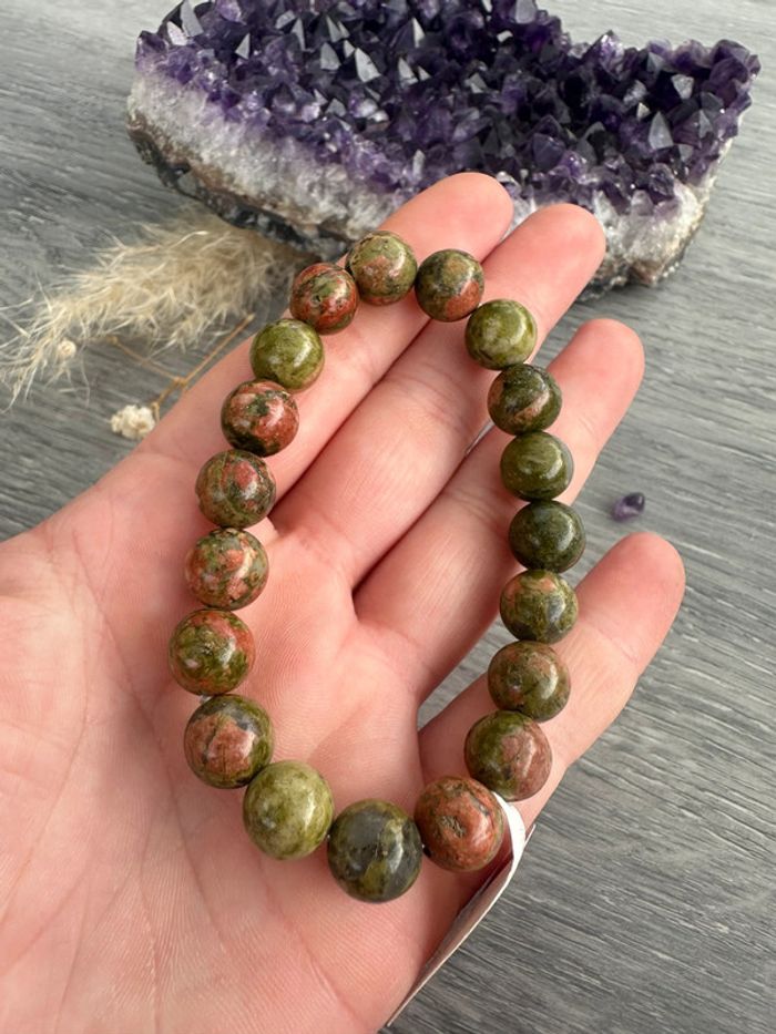 Bracelet grosses perles en Unakite véritable du Mexique – Pierre naturelle - photo numéro 4