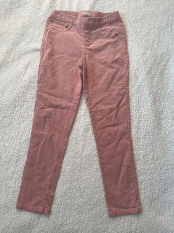 Pantalon slim skinny droit en velours rose clair à fermeture éclairs sur les poches