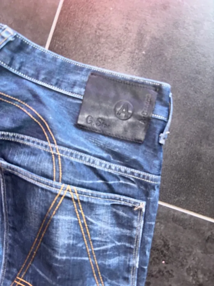 Jean 👖 G vintage star t 32 homme délavé jambes - photo numéro 9