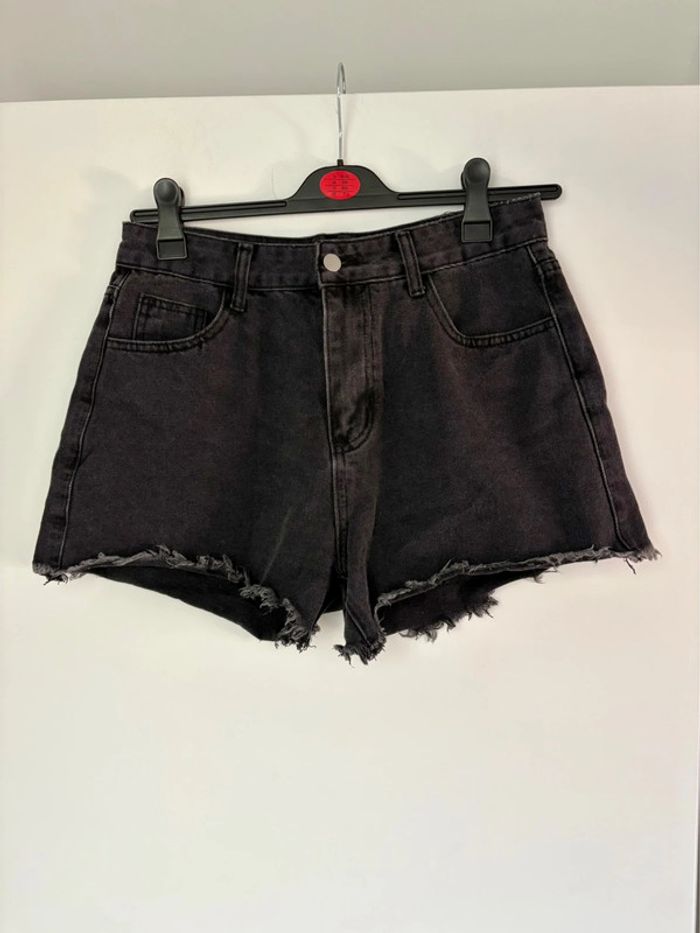 Short en jean denim noir taille haute Shein L - photo numéro 3