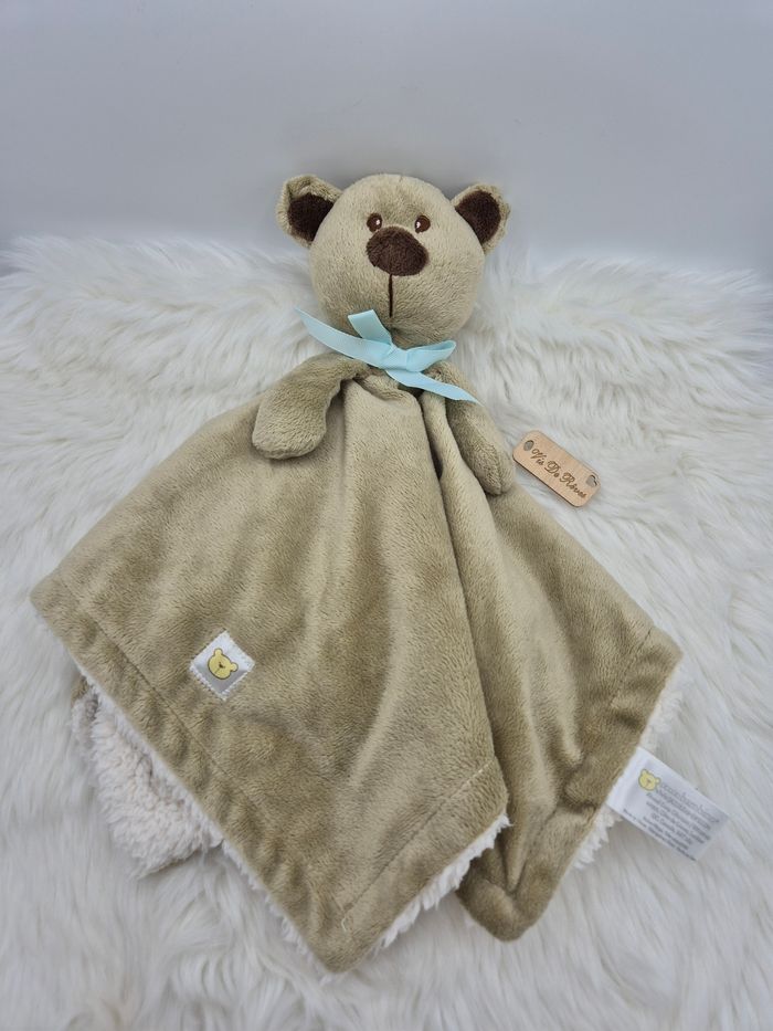 Grand doudou plat Carré Ours Beige Bleu Piccolo Bambino - photo numéro 2