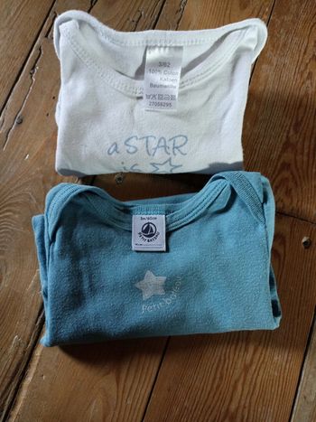 Lot de 2 bodys courtes manches 3 mois.