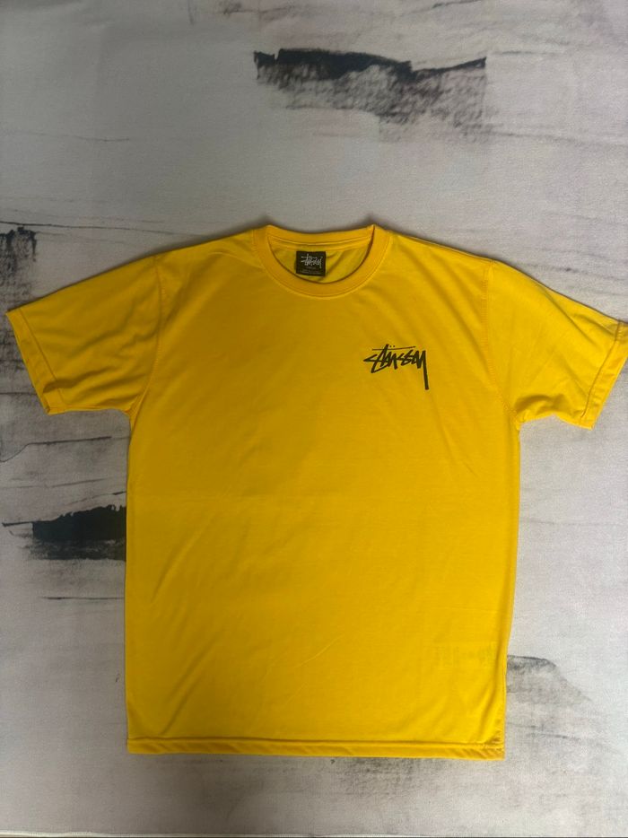 T-shirt Stussy Rework jaune logo imprimé taille L - photo numéro 4