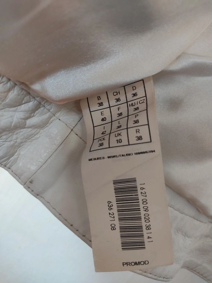 Veste femme blanche cuir d'agneau 38 Camaïeu Bon état - photo numéro 9