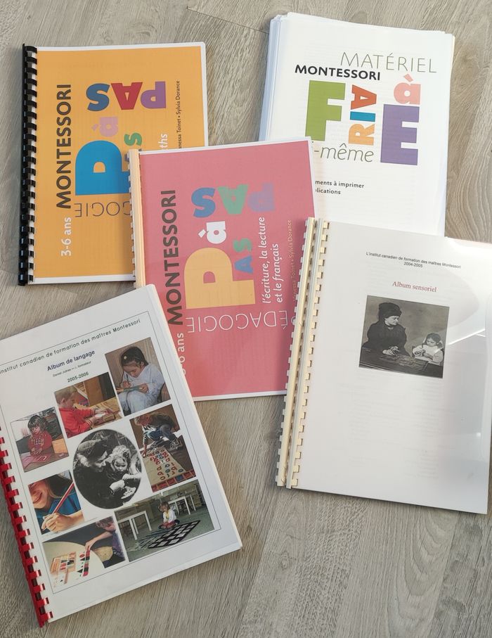 Lot 5 livres reliés + accessoires montessori