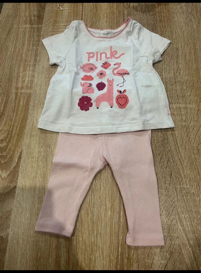 Ensemble pink tee shirt MC+ legging 3mois 🦩