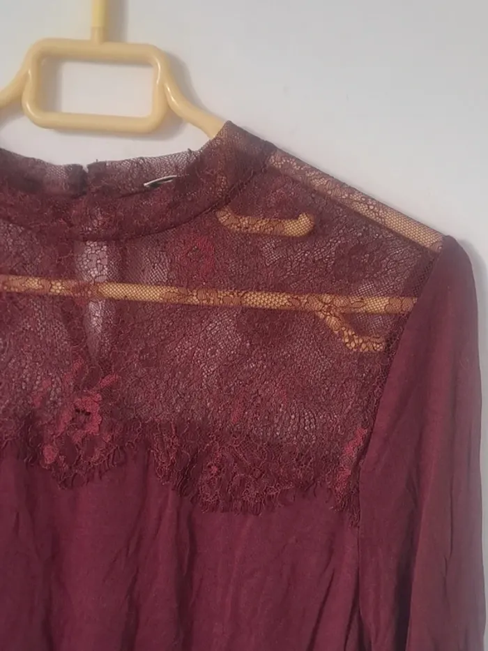 Blouse Bordeaux à dentelle Pimkie Taille L - photo numéro 5