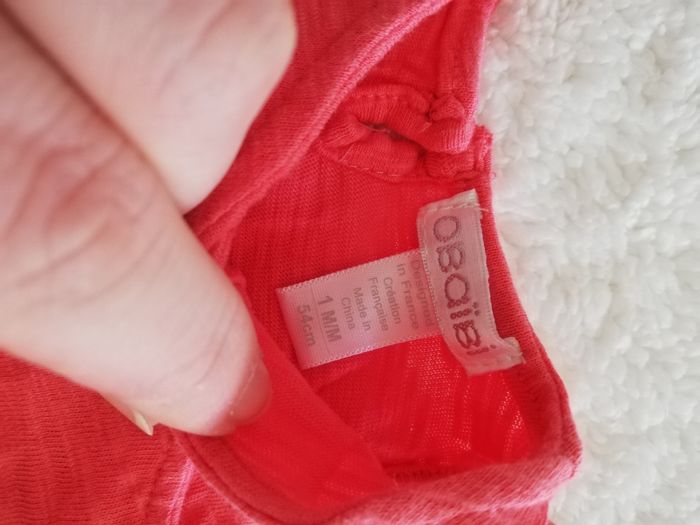 Débardeur rouge fille 1 mois obaïbi - photo numéro 2