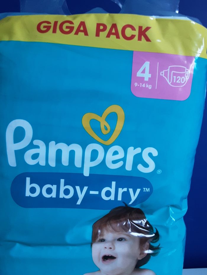 Couches pampers baby-dry  taille4 ( 9-14 kg ) 120 COUCHES - photo numéro 3