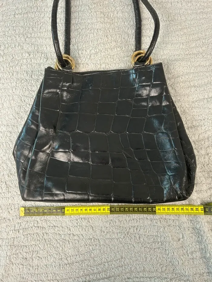 Sac à main vintage noir en cuir - photo numéro 8