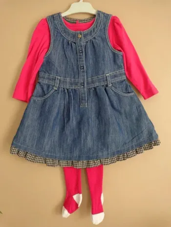 Ensemble 3 pièces robe en jean 86cm