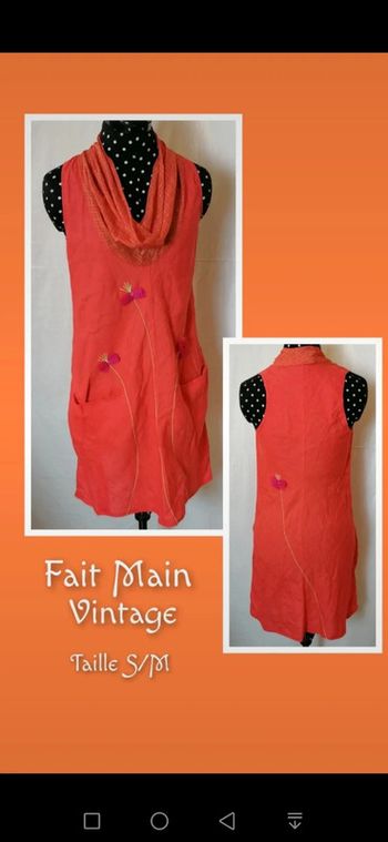 Robe d'été style hippie orange Taille S/M Fait main