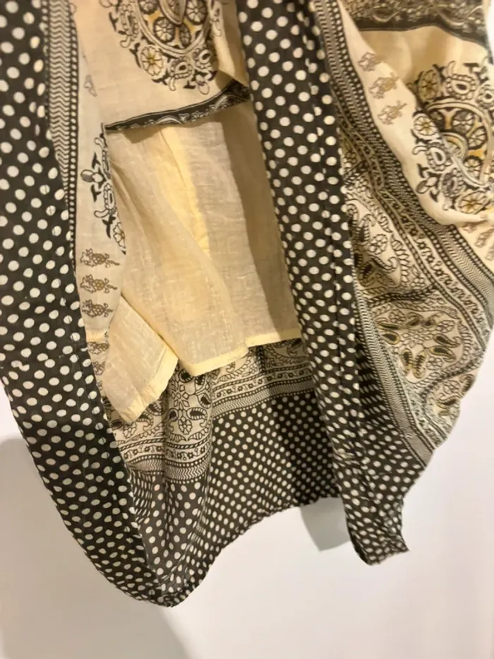 Robe imprimée bohème beige et noire – Taille 38 - photo numéro 7