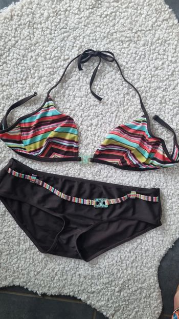 Maillot de bain 2 pièces parfait état 42 44 XL Tex marron et couleurs