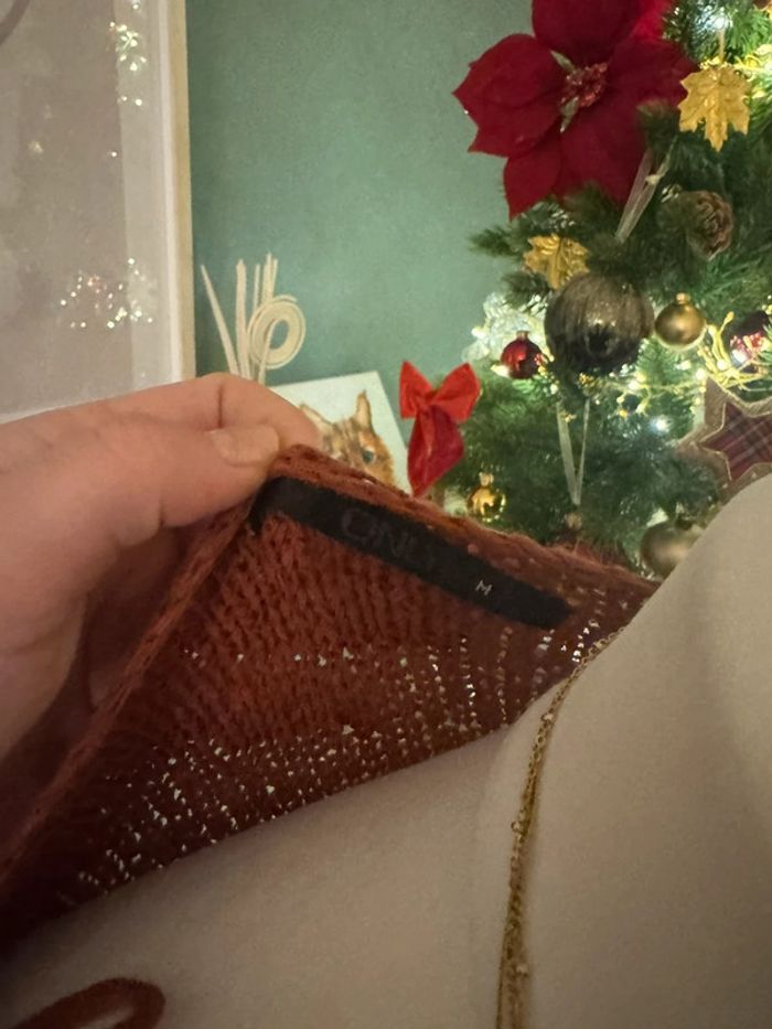 Pull en maille fine et ample Only Orange brique rouillé taille M court - photo numéro 2