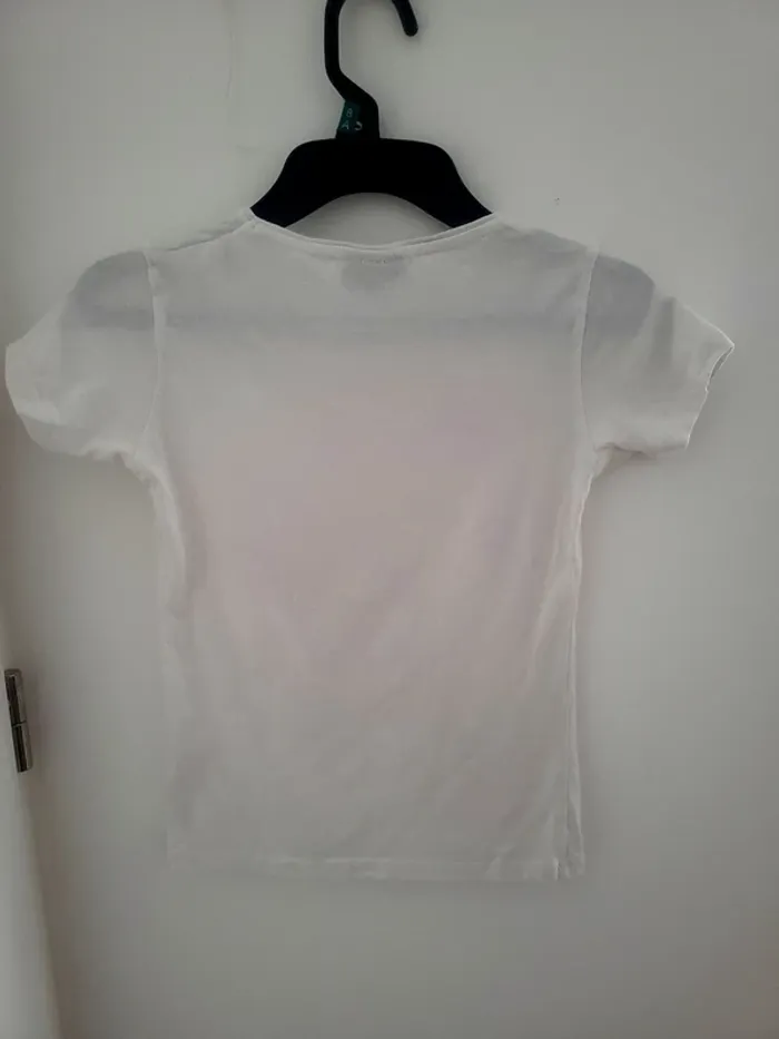 T-shirt blanc blanc chat Taille 8 ans - photo numéro 2