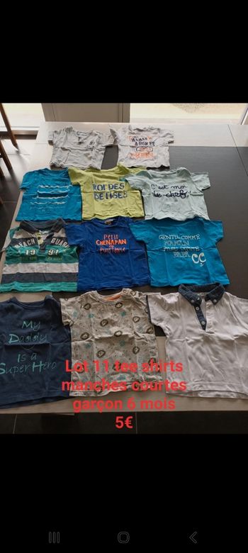 Lot 11 tee shirts manches courtes garçon 6 mois