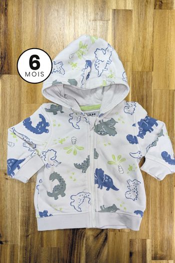 Gilet zippé / Sweat à capuche dinosaure 6 mois