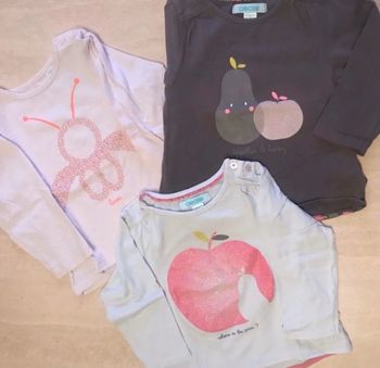 3 tshirts manches longues 12m