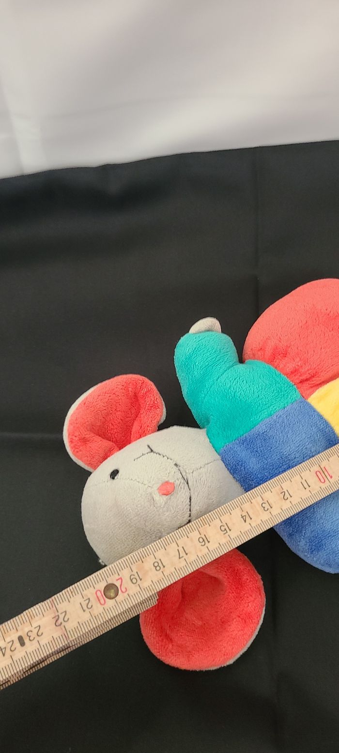 doudou souris vintage oreilles rouge , jaune rouge vert bleu - photo numéro 2