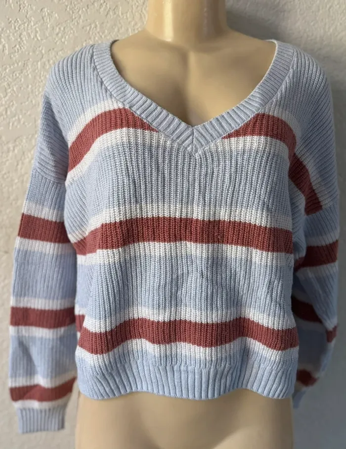 Hollister blue stripe knit sweater y2k pullover