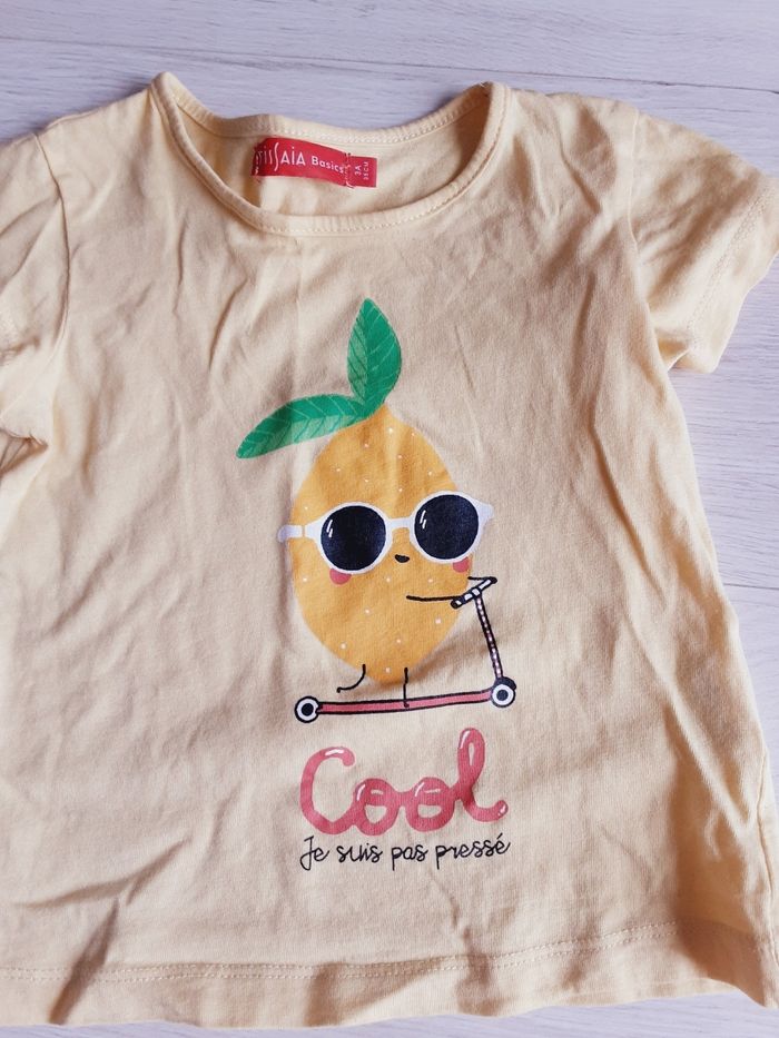 Vêtement fille tee-shirt manches courtes jaune citron Tissaia 3 ans - photo numéro 2