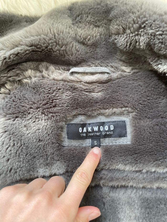 Manteau Oakwood cuir/fourrure gris S - photo numéro 4