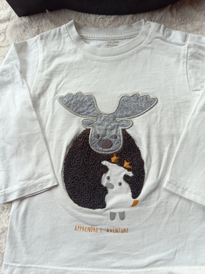 Tee shirt chemise manches longues Garçon 12 mois Apprendre l'aventure Renne Obaïbi 100% coton - photo numéro 4