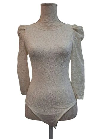Haut manches longues blanc dentelles body bodie naf naf taille XS 36