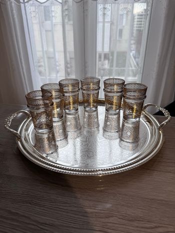 Verres à thé marocain + plateau 