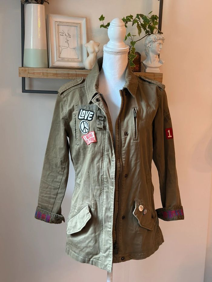 Veste kaki patch brodés Maison Scotch T38 - photo numéro 2
