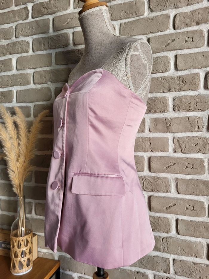 Magnifique bustier boutonné rose satiné Zara - Parfait état - photo numéro 10