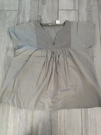 Blouse manches courtes vert kaki en coton