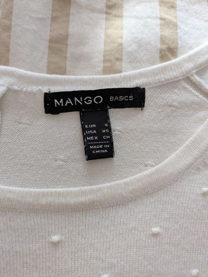 Pull Léger MANGO BASICS - Blanc Cassé Pois 3D - photo numéro 2