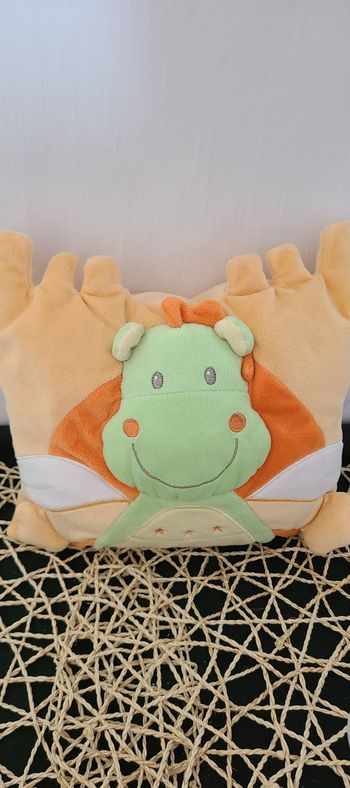 NICOTOY  DOUDOU COUSSIN CHATEAU DRAGON VERT ORANGE
